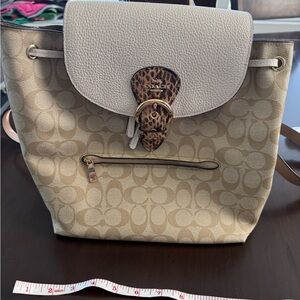 Coach Signature Canvas Turnlock Backpack – Snake Embossed Leather